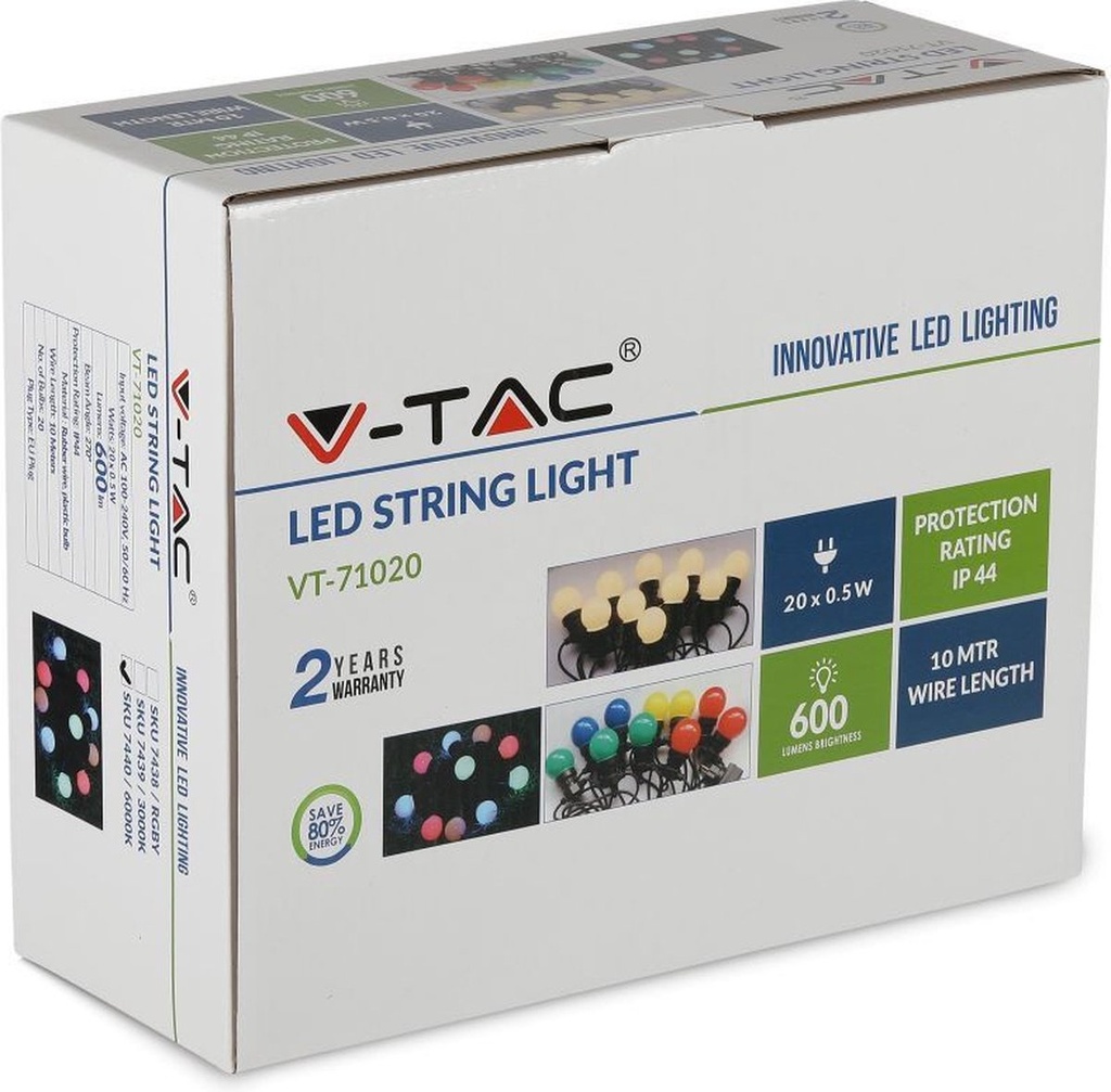 VT-71020 0.5W/BULB LED STRING LIGHT(10M) WITH BULB (20 BULBS)-EU PLUG Y,24V