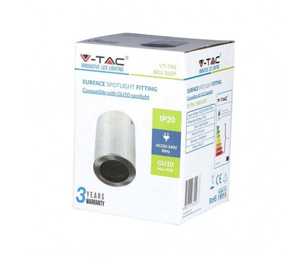 VT-796 GU10 FITTING ROUND SATIN NICKLE