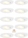 10x V-tac - Spots encastrables LED - Blanc - Blanc chaud 3000K - 400 lumen - 6 Watt - Dimmable et inclinable - GU10 - IP20 - Spots de plafond ronds (Ø75 mm) - Éclairage spot - pour salon, couloir et chambre - IP65 étanche