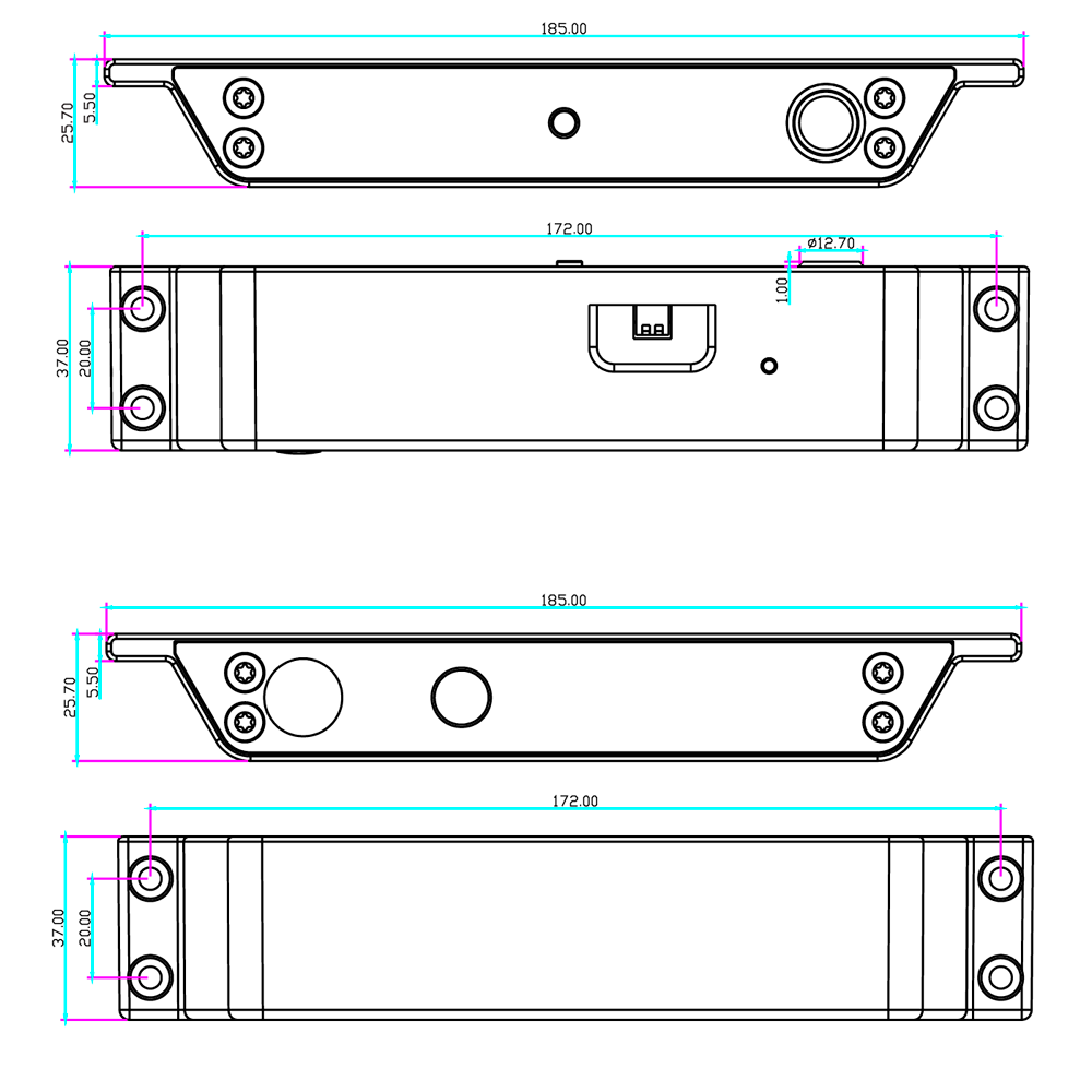 YB-500IN-LED Serrure de sécurité électromécanique Mode ouverture Fail Safe (NC) Force de maintien 1000 kg | Capteur de porte