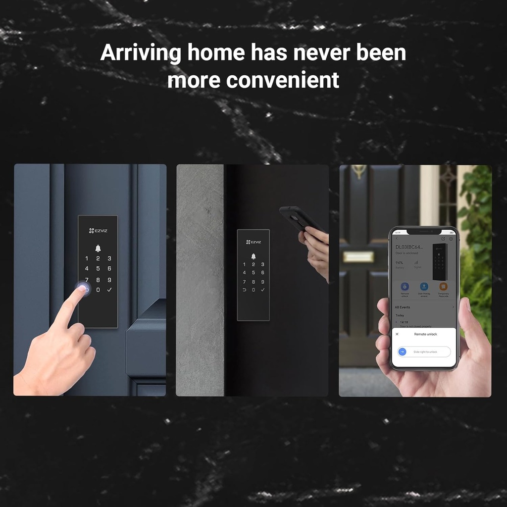 EZVIZ ‎CS-DL03(WP) Smart Door Lock with Built-in Bluetooth and Wi-Fi - Surface Mount Up to 50 Passwords