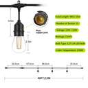 AV-713-15 Waterproof String Light  15m + 3m Extra + Pack 15 Pcs Decorative Bulbs S14-E27-2W