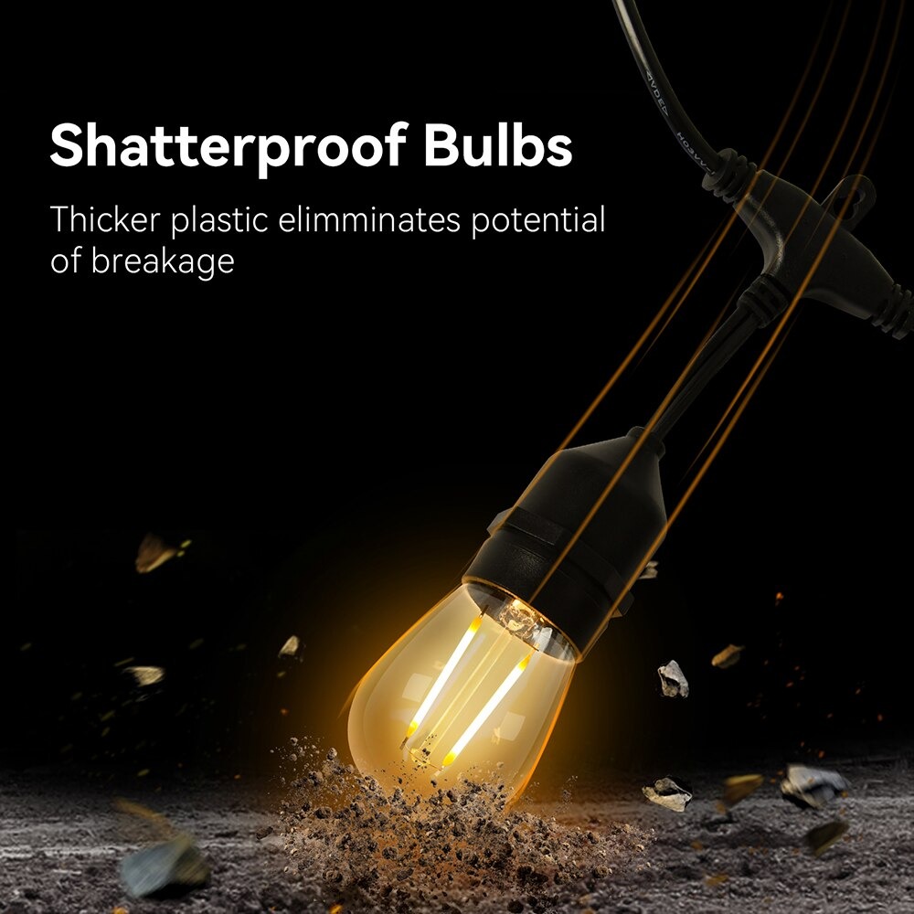 AV-713-10 Waterproof String Light  10m + 3m Extra + Pack 15 Pcs Decorative Bulbs S14-E27-2W 2700K