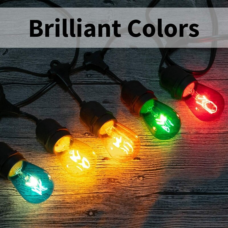 AV-713-10 Waterproof String Light  10m + 3m Extra + Pack 15 Pcs Decorative Bulbs S14-E27-2W 2700K