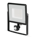 VT-50-S 50W - 6400K Koudwit SMD PIR-SENSOR SCHIJNWERPER MET SAMSUNG CHIP ZWARTE BEHUIZING GRIJS GLAS