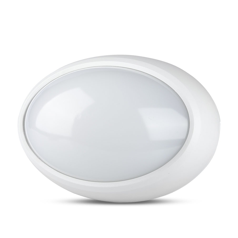 Plafonnier ovale IP54 VT-8014 8 W, corps blanc - Blanc froid 6 400 K