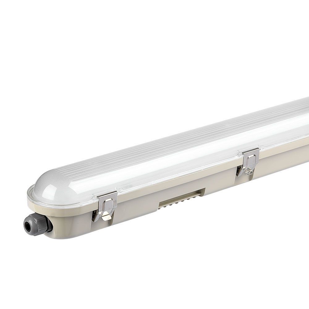  VT-150148 48W LED WP LAMP FITTING 150CM MET SAMSUNG CHIP-TRANSPARANTE AFDEKKING + RVS CLIPS