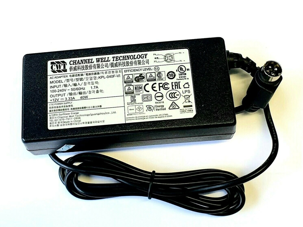 KPL-040F-VI 12V 3.33A DC 12V/3A Power Adapter for DVR/NVR