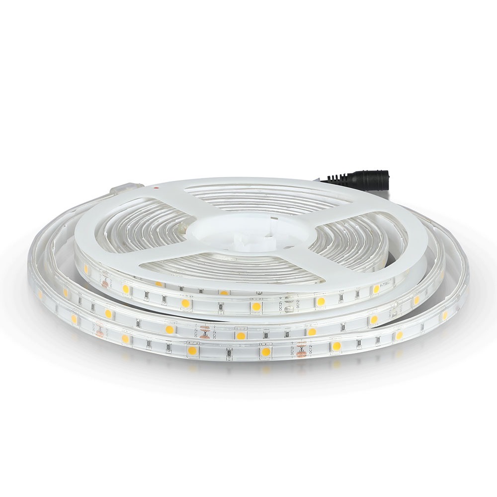 VT-5050-60 9.6W LED STRIP LIGHT IP65 (5M/ROLL) - 6000K -12VDC