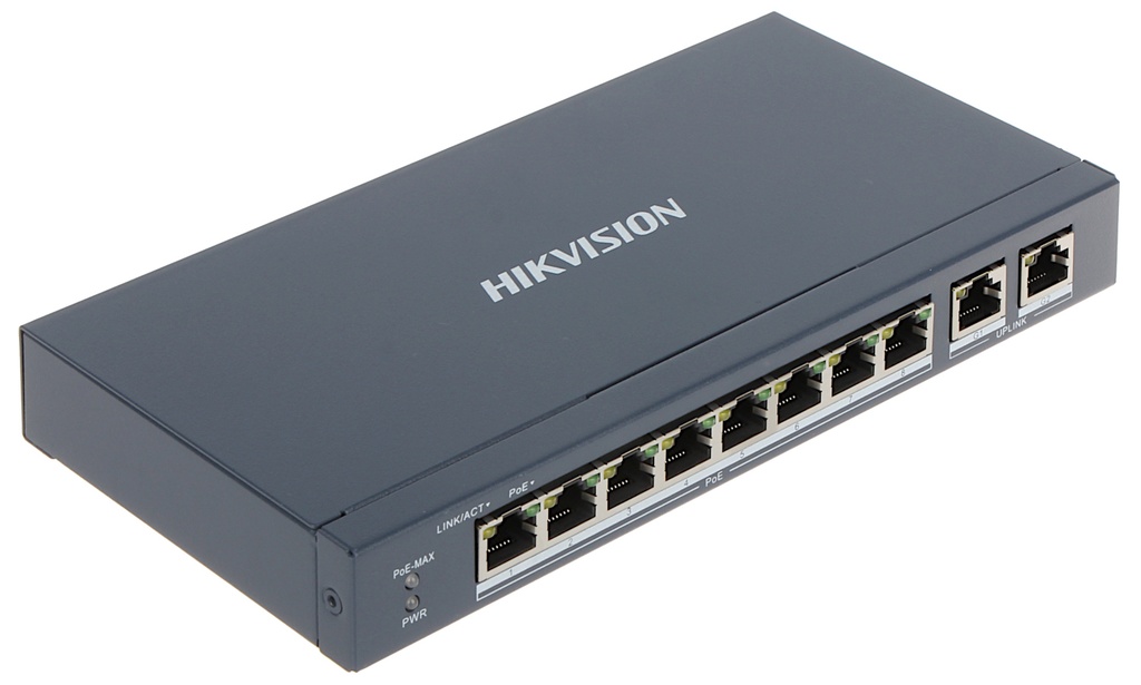 HIKVISION DS-3E0310P-E/M 8 × 10/100Mbps PoE-poorten en 2 × Gigabit RJ45-poort Onbeheerde POE-switch 65W