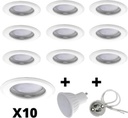 10x V-tac - Spots LED encastrables - Blanc - Blanc chaud 3000K - 400 lumens - 6 Watt - Dimmable et inclinable - GU10 - IP20 - Spots de plafond ronds (Ø75 mm) - Éclairage spot - pour salon, couloir et chambre - IP65 étanche