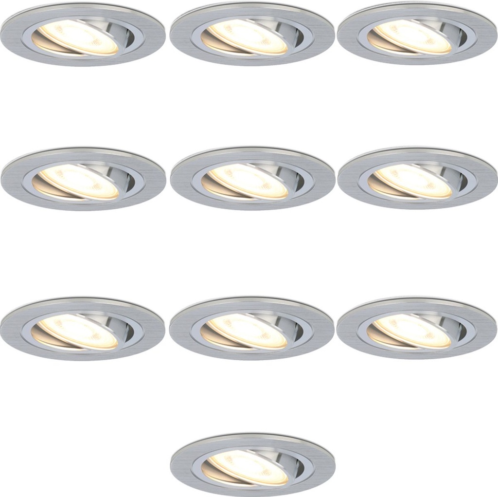 VT-782 Aluminium Set van 10 dimbare LED inbouwspots gu10 6Watt kantelbaar