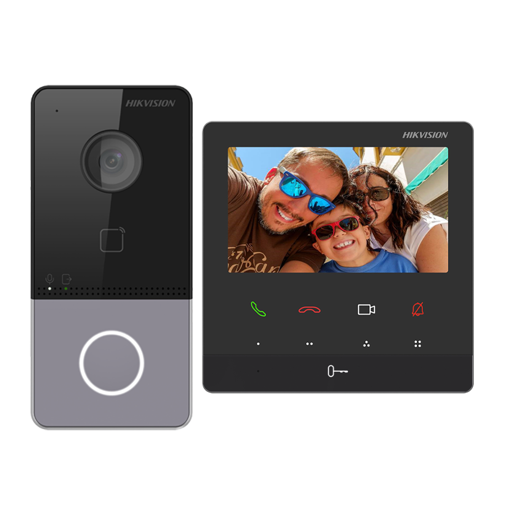Hikvision DS-KIS606-P IP Video Intercom Kit kit 1x call button Surface Mount - 4.3-inch colorful touch Wifi screen WIFI