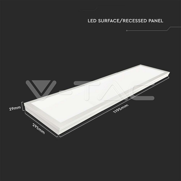 Panneau rétroéclairé LED VT-6147 40 W 1 200 x 300 mm 2 en 1, encastré et en surface
