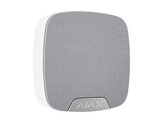 Ajax HomeSiren, Wireless indoor siren, white, Sound volume level Adjustable, 81-105 dB at a distance of 1 m, 2x CR123A batteries