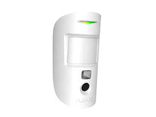 Ajax MotionCam, Motion detector with a photo camera, white. PIR detection up to 12 m, Pet immunity up to 20 kg, CR123A (x2) use with Hub 2.
