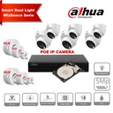 DAHUA Smart Dual Light Active Deterrence  WizSense-serie 30m IP-camerakit - 6x 5 megapixel 2,8 mm cameratorentjes + 8 kanalen POE NVR + 2 TB max. 8x camera