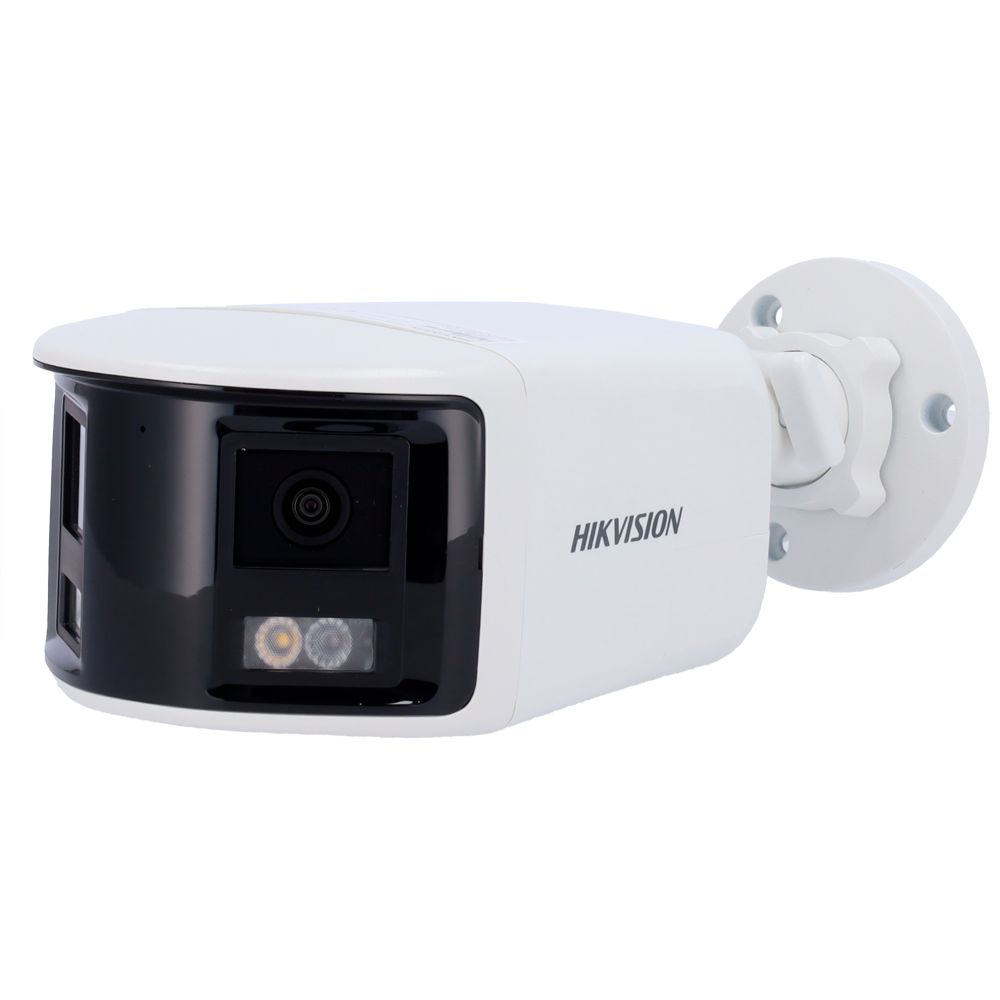 HIKVISION DS-2CD1T83G2P-LIUF/SL (2mm) 8 Megapixel IP Bullet Camera - Dual 2mm Panoramic Lens 30m Hybrid Lighting | Deterrent Siren &amp; Flashing Light Motion Detection 2.0 MicroSD Built-in Microphone &amp; Speaker: PoE: IP67