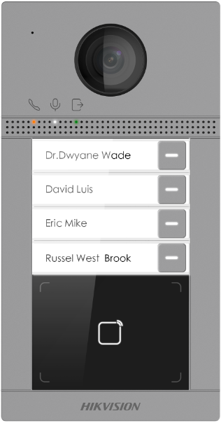  Poste de porte Hikvision DS-KV8413-WME1(C) Surface Aluminium 4 x Bouton, PoE/12 VDC, Carte Mifare WIFI - 2 relais