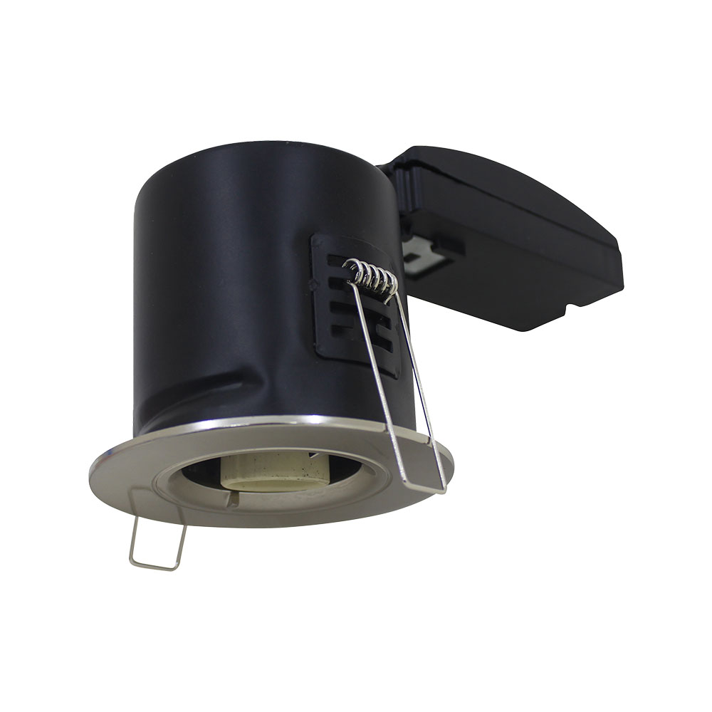VT-703 GU10 VUURBESTENDIGE DOWNLIGHT MET TWIST EN LOCK DIKKE BEHUIZING - NIKKEL