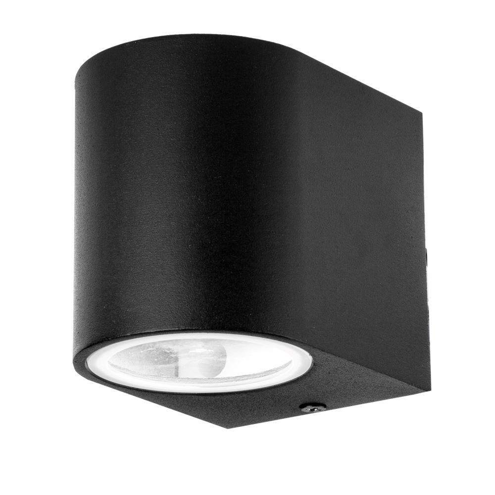 VT-7651 SLANKE GU10 MUURFITTING (ALUMINIUM) ROND-ZWART 1-WEG IP44