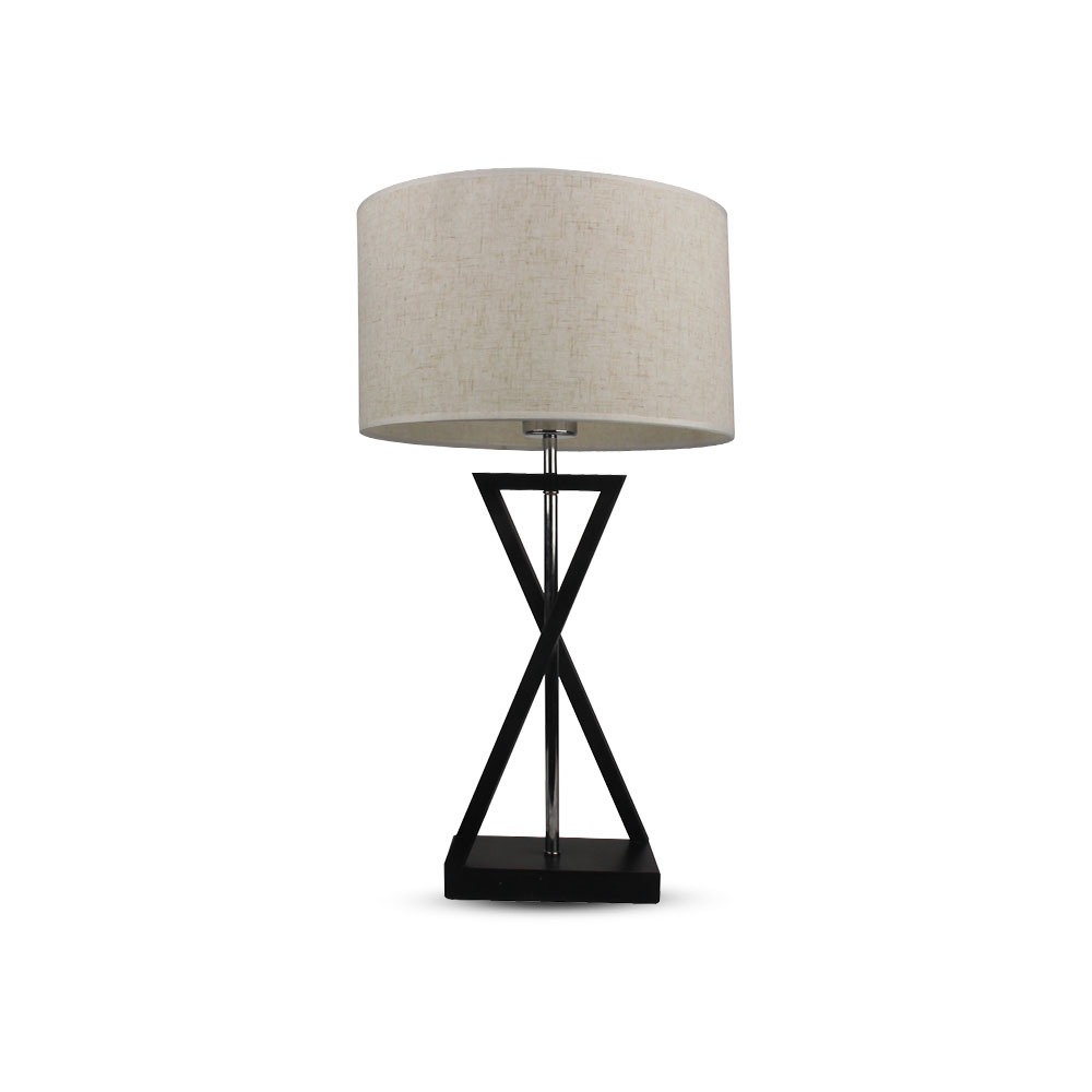Lampe de table design VT-7713 avec abat-jour en ivoire, base ronde et noire, interrupteur et douille E27, blanc et noir