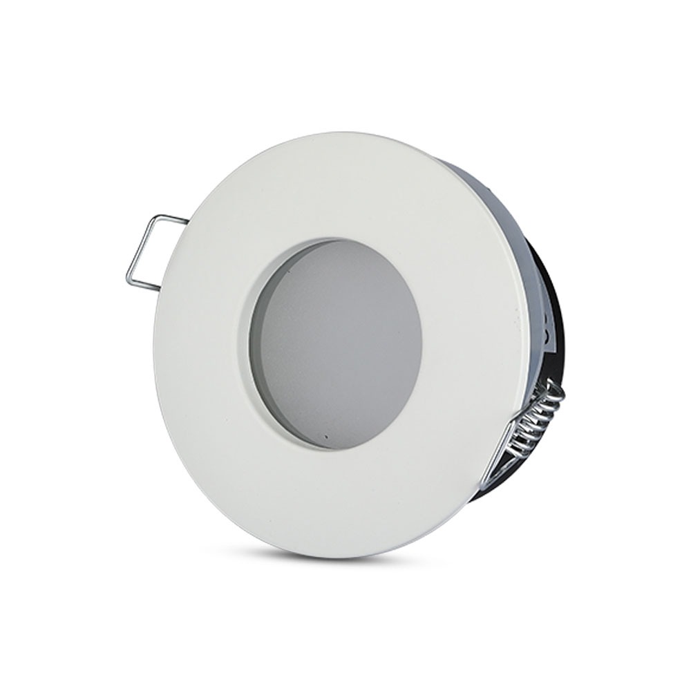 DOUILLE GU10 VT-787 ROND BLANC IP44 - Ø75 mm - 84 mm x 38 mm