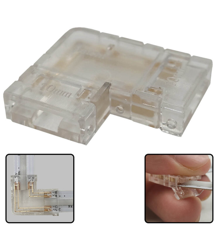L-aansluitconnector voor COB LED-strips - RGB - 10 mm - IP20