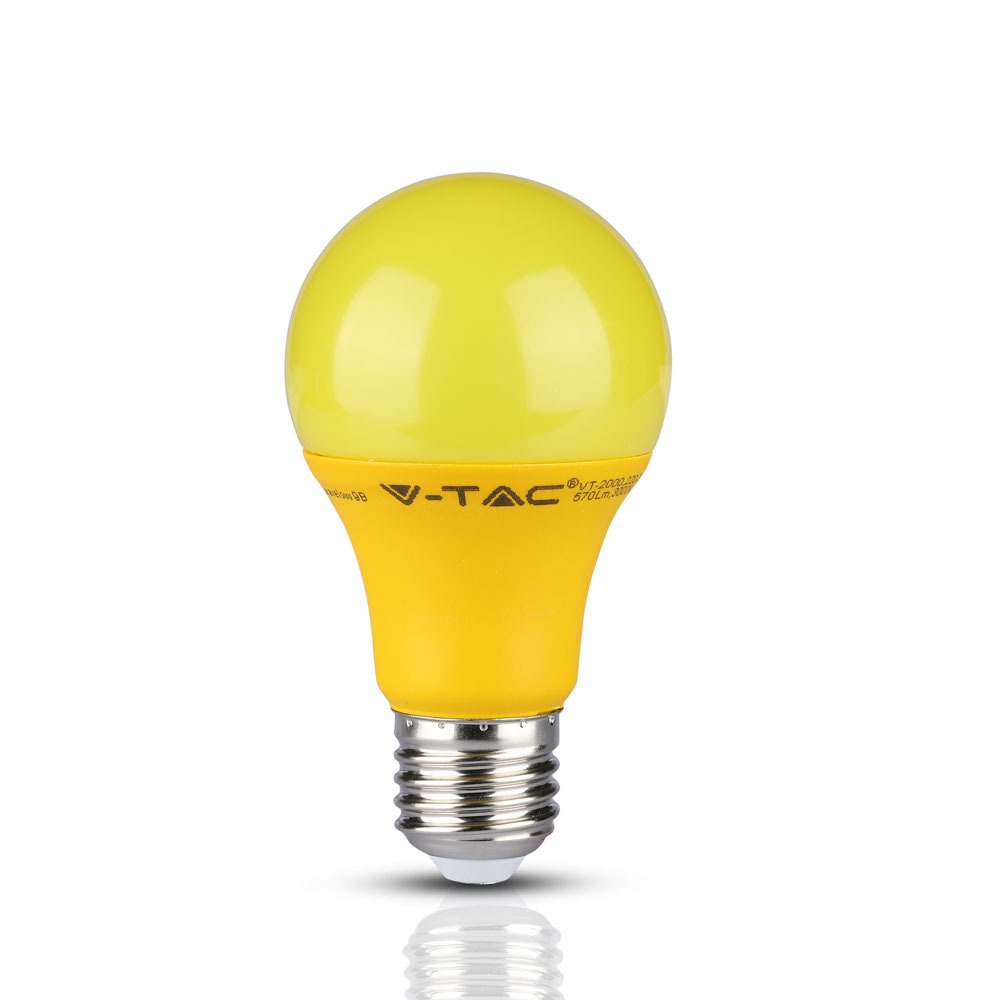 Ampoule LED VT-2000 9 W A60, couleur jaune, en plastique, E27, lot de 10, code couleur 3 000 K, blanc chaud