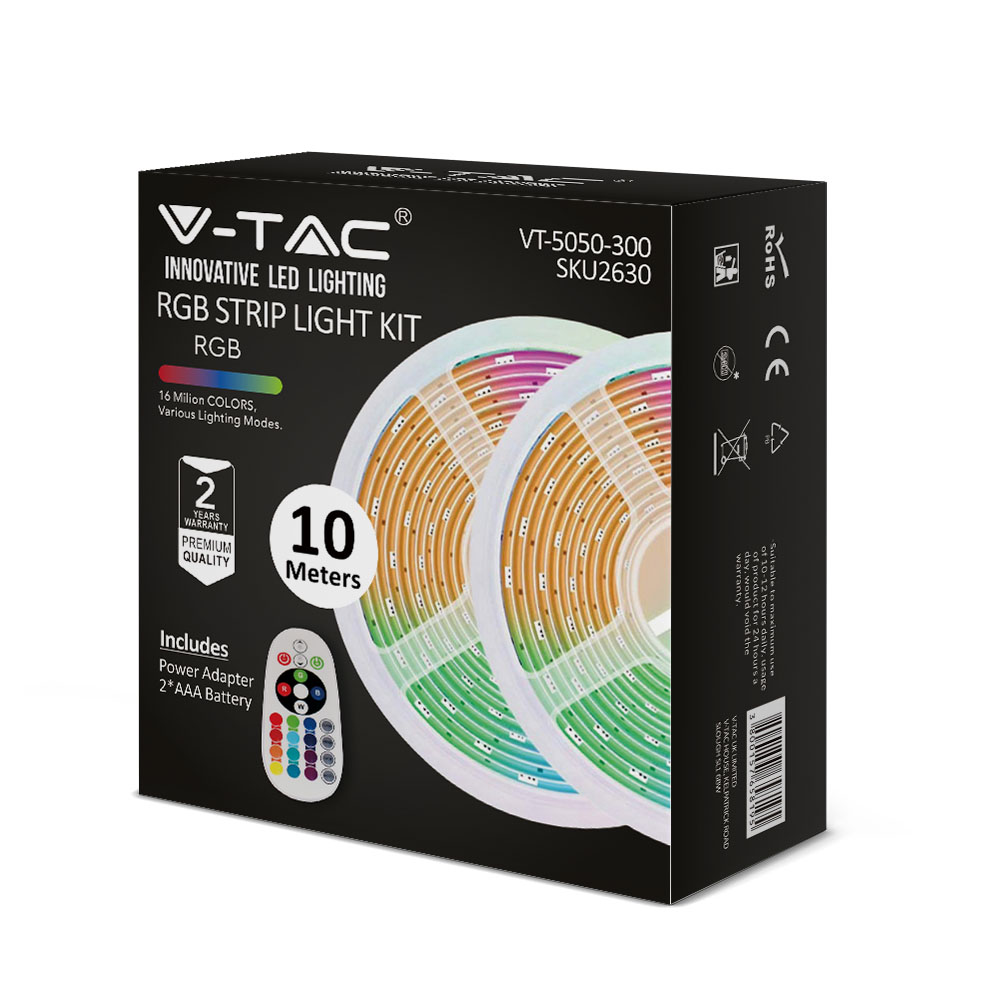 VT-5050 ENSEMBLE DE 30 BANDES LUMINEUSES À LED (PRISE UE) IP20 Rouleau : 10 m - 4,8 W/m