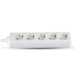 [8824] Prise 5 voies VT-1165-5 (3G1,5 mm² x 1,5 m), emballée dans un sachet en polyéthylène avec carte, blanche