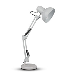[40351] Lampe de table design VT-7512 avec support métallique réglable, interrupteur et douille E27 - Blanc