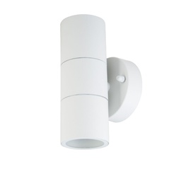 [7570] VT-7622 APPAREIL MURAL GU10, CORPS EN ACIER INOXYDABLE, 2 VOIES IP44 - BLANC MAT