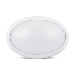 [5053] VT-8016 12W VOLLEDIG OVALE IP54 KOEPELLAMP WITTE BEHUIZING Kleurcode 6400K-Koud Wit