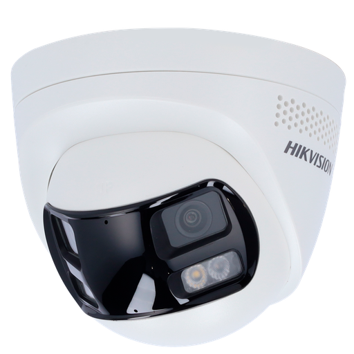 HIKVISION DS-2CD1383G2P-LIUF/SL(2mm) Caméra Tourelle IP  8 Mégapixel - Double objectif 2 mm vision panoramique Eclairage hybride 30 m | Sirène de dissuasion et feu clignotant Détection de mouvement 2.0 MicroSD Microphone et haut-parleur intégrés : PoE : IP67 