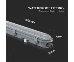 VT-150048 48W LED WATERDICHT FITTING 150CM SAMSUNG CHIP-TRANSPARANTE COVER