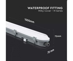 [20202] VT-150048 -6400K Cold White 48W LED WATERPROOF FITTING 150CM SAMSUNG CHIP-MILKY COVER