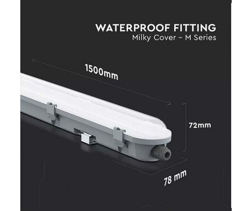 VT-150048 - 6400K Koud Wit 48W LED WATERDICHT FITTING 150CM SAMSUNG CHIP-MILKY COVER