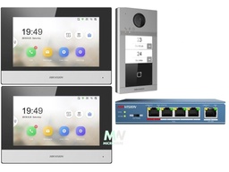 HIKVISION DS-KV8213-WME1-SET IP-intercom 2 knoppen + 2x 7 inch touchscreen wifi-monitor