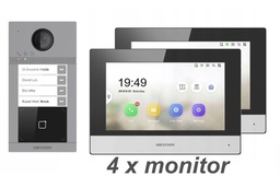Interphone IP HIKVISION DS-KV8413-WME1-SET 4 boutons + 4 moniteurs tactiles Wi-Fi DS-KH6320-WTE1 7 pouces