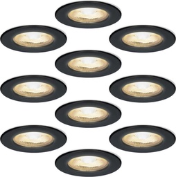 ELMARK 9251R/BL-SET Noir Lot de 10 spots encastrables LED dimmables gu10 6Watt inclinables - Découpe 70mm