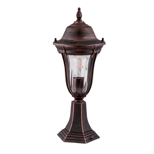 ELMARK 96204MF/BRB - MARK 204 LANTAARNSTANDAARD 1XE27 ZWART ROOD MESSING H490