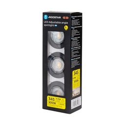 [LMP-M16GU10W05A-14B] AIGOSTAR LED Verstelbare hoekspot 4,5W 345 lumen 3000K PAK 3