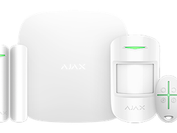 [38168.56.WH1] Kit de démarrage Ajax-W. Le kit comprend le hub, le détecteur MotionProtect, le DoorProtect et le porte-clés SpaceControl.