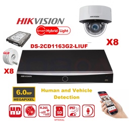 [IPMD-6M-8D] HIKVISION Camera Kit Smart Hybrid G2 Series  8x IP Camera Dome  6MP  -   NVR 8xChannel - Hard Disk 4Tb