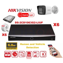 [IPMD-6M-6B] HIKVISION Camera Kit Smart Hybrid G2-serie 6x IP-camera Bullet 6MP - NVR 8x kanaal - harde schijf 4 TB, uitbreidbaar tot maximaal 8x IP-camera