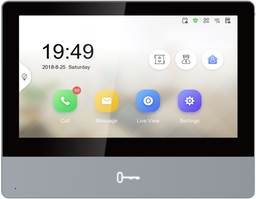 [DS-KH8350-WTE1] Hikvision DS-KH8350-WTE1 7" touchscreen binnenpost, metalen paneel Ethernet &amp; Wi-Fi 802.11b/g/n standaard PoE/ 12 VDC